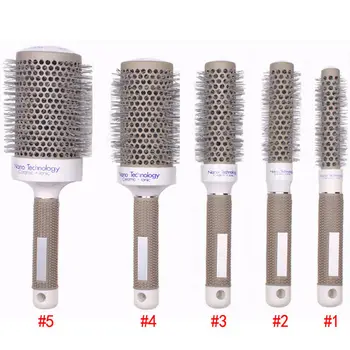 

5 Sizes Hair Styling Curle Comb Salon Brushes High Temperature Resistant Hair Brush Comb Hairdressing Ceramic Iron Round Comb