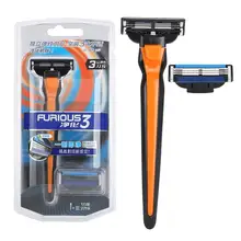 3 слоя сменные лезвия для бритвы+ анти-скольжения Пластик ручка Для мужчин ручной бритвы Машинка для стрижки бороды и усов;