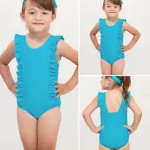 Цельный купальник для маленьких девочек, клетчатый купальник с рюшами для девочек, Детский Эластичный Летний Пляжный без рукавов, комбинезон, купальный костюм