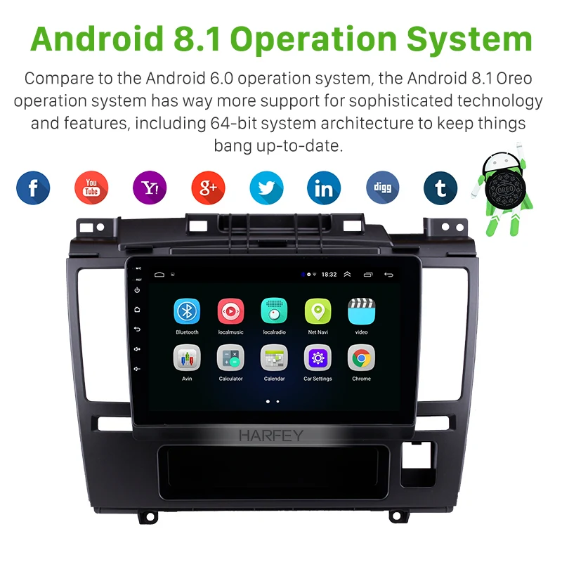 Flash Deal Harfey HD Touchscreen Car Radio GPS Navigation  Android 8.1 9" For 2005 2006 2007-2010 Nissan Tiida with Bluetooth AUX Wifi 1