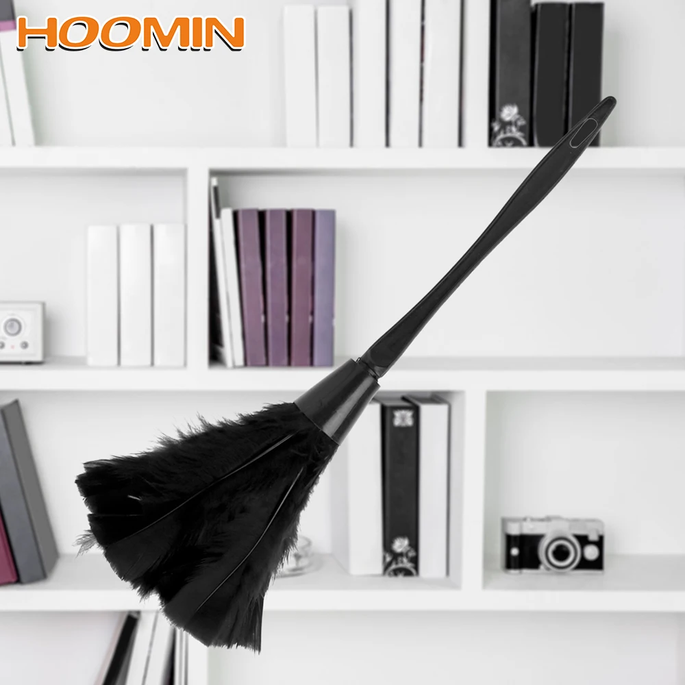 

HOOMIN Long Handle Dust Brush Soft Turkey Feather Duster for Furniture Car Clean Household Home Cleaning Tools 4 Colors