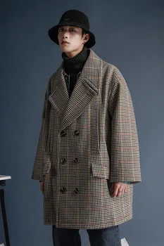 

2018 Winter Men's Long Cotton Padded Loose Windbreaker Jacket Preppy Style Formal Coat Men Overcoat