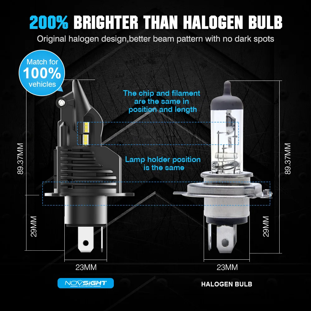 NOVSIGHT led h4 12v лампы для автомобильных фар комплект 10000LM лампада H7 HB3 HB4 LED 9005 9006