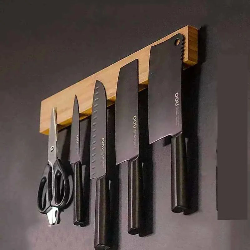 Bamboo Material Wall Magnetic Knife Holder Kitchen Magnetic Magnet Knife Holder Iron Magnetic Tool Holder