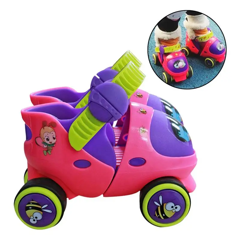 جديد قابل للتعديل حجم الأطفال زلاجات دوارة صف مزدوج 4 عجلات أحذية التزلج انزلاق حذاء تزلج بعجلات سباق التعرج المبتدئين 2-6 سنة