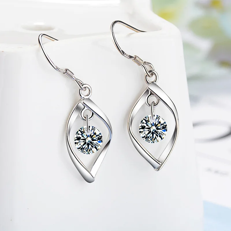 

925 Sterling Silver Earrings For Women Fashion Bridal Jewelry Luxury Charm Statement Earring For Girls EH252
