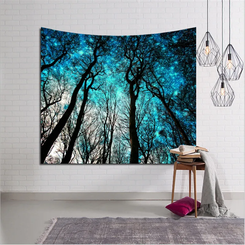 

WHISM Hanging Forest Wall Tapestry Throw Mat Bedspread Blanket Rug Yoga Mat Picnic Polyester Cloth Home Bedroom Decor 150X130cm