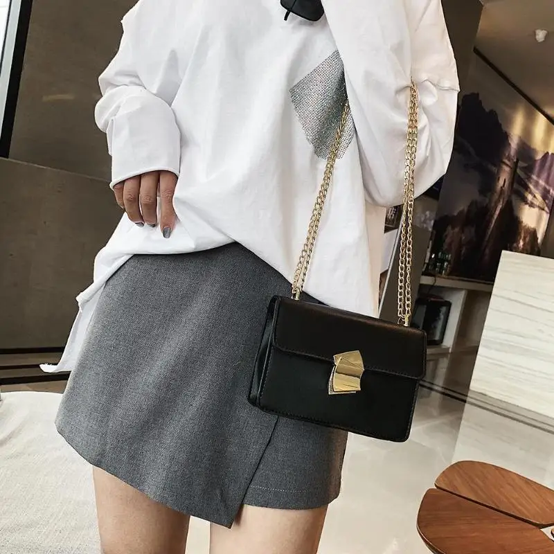 2019 Для женщин квадратный из искусственной кожи Crossbody Сумки молния засов летом