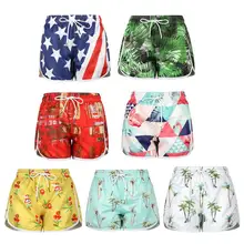 Летние женские шорты быстросохнущие пляжные шорты с эластичной лентой, инновационный принт, пляжные плавательные шорты