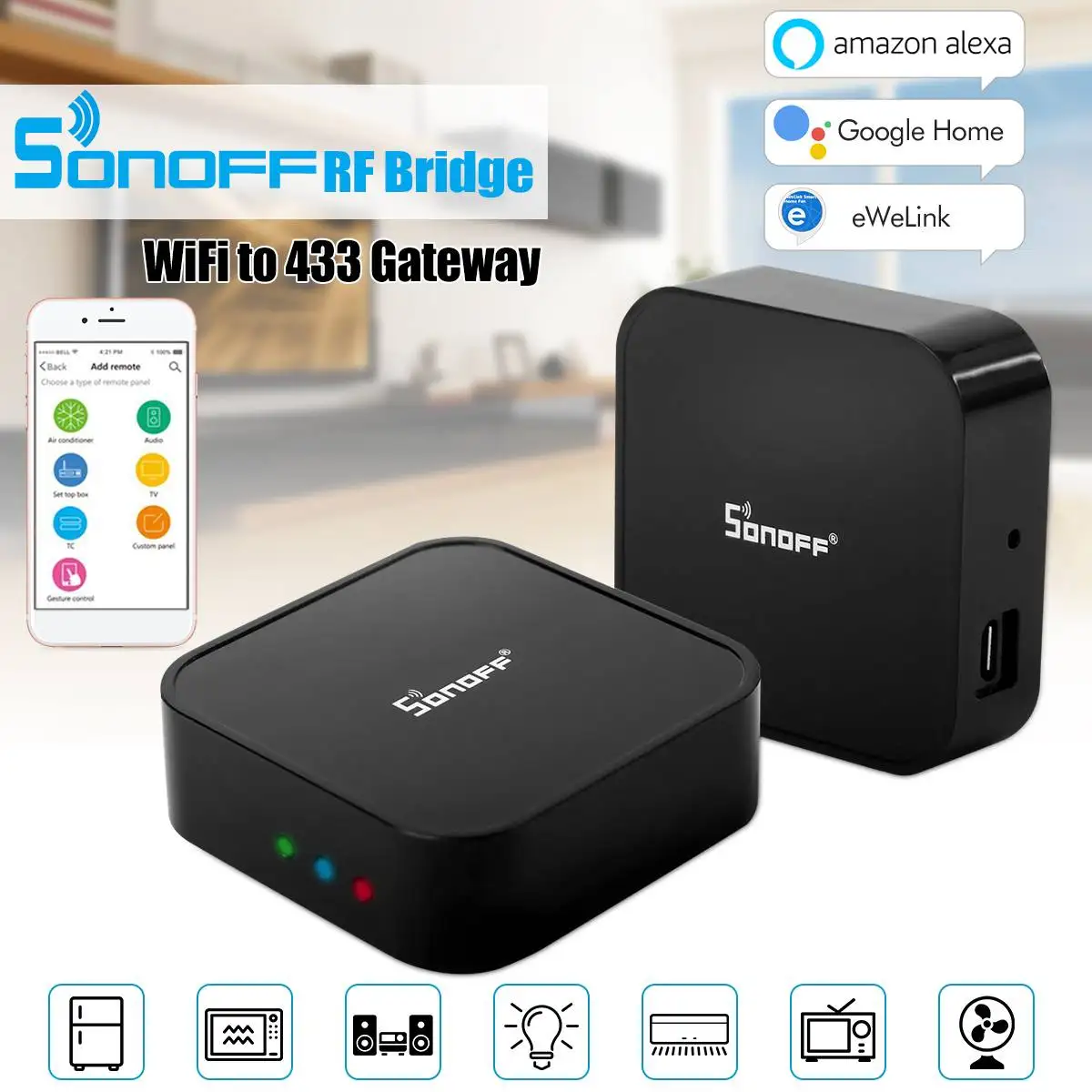

2.4GHz Bridge WiFi 433 MHz Replacement Smart Home Automation Universal Switch Intelligent Domotica Wi-Fi Building Automation
