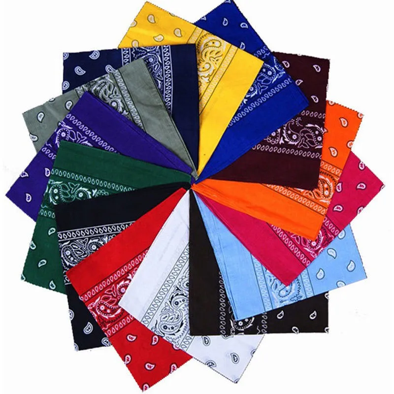 14 цветов Унисекс Винтажный женский мужской головной убор шейный шарф браслет носовой платок 18