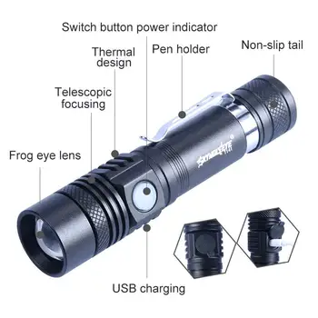 

3-mode Camping LED Flashlight Super Bright Waterproof Light Handy Torch