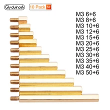 Glydum3 мужской 6 мм x M3 женский 6-50 мм латунный противостояние прокладка медь шестигранные шпильки прокладка полые столбы M3*(6-50)+ 6 мм