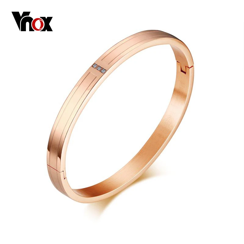 

Vnox Triple Stones Cuff Bracelets & Bangles 316L Stainless Steel Bracelets bijoux for Women bracelet femme