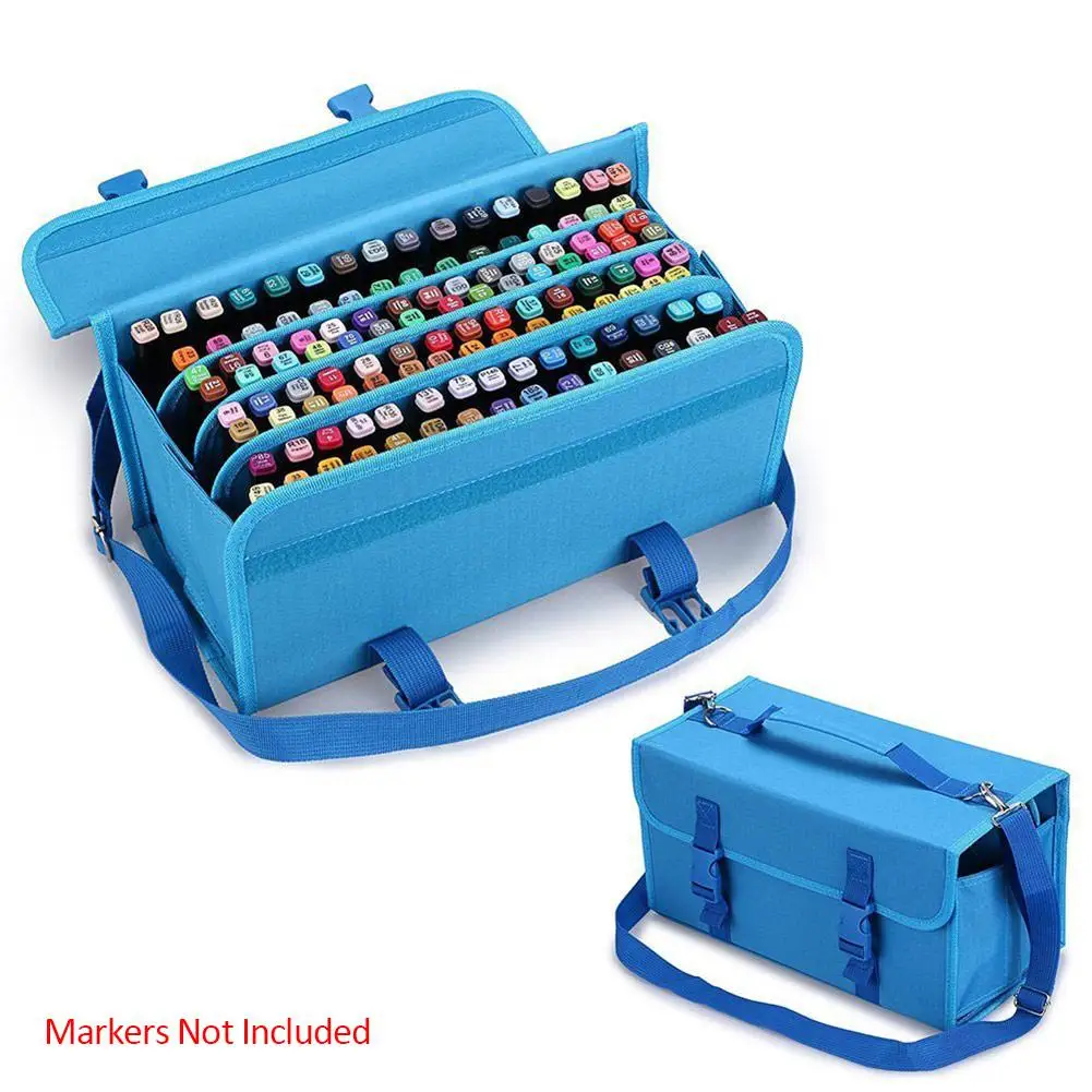 

Mark Sketch Storage Marker Case 120 Storage Holders Foldable Extendable Oxford Organizer With Carrying Handle Shoulder Strap
