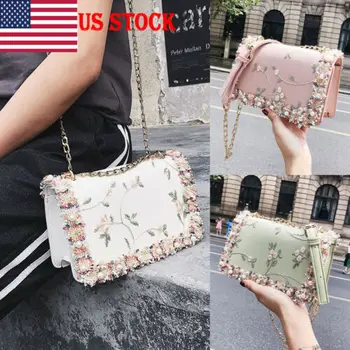 

US Women PU Leather Shoulder Purse Messenger Crossbody Classic Quilted Chain Bag