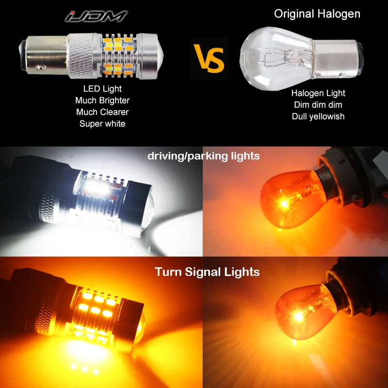 IJDM высокомощные 28 SMD 1157 Двухцветные светодиодные лампы для переднего сигнала