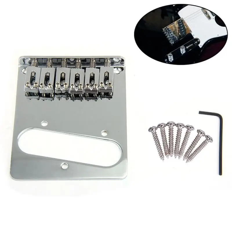 

Chrome 6 Saddle Ashtray Bridge with Screws Hex Wrench for Telecaster Tele TL Electric Guitar Parts Accessories