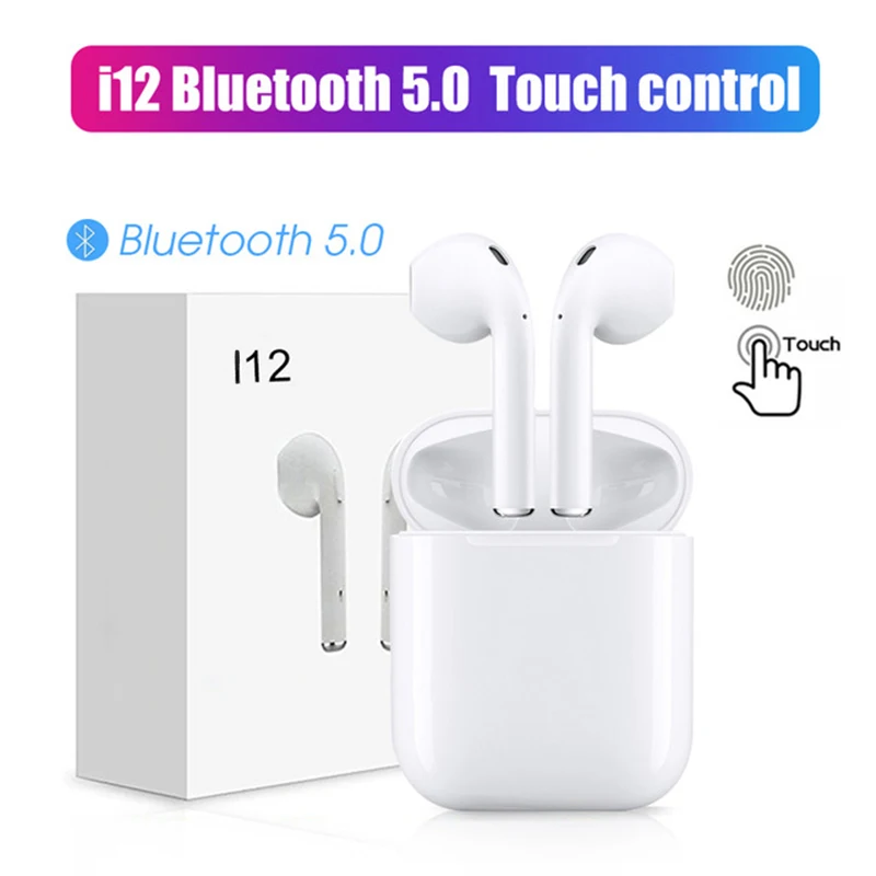 

i12 tws Bluetooth Earphone Wireless Earphones Touch Control Earbuds Charging Case for iPhone IOS Android phone 1:1 air pods ear