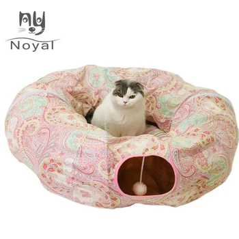 

Cat Dog Tunnel Bed with Cushion Tube Toys Plush Large Diameter Longer Crinkle Collapsible for Large Cat Kitten Kitty Small Puppy