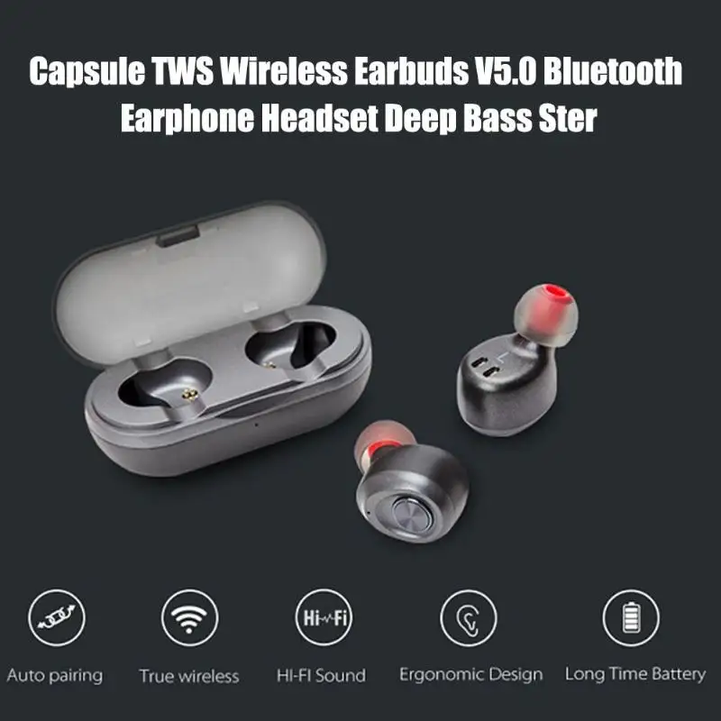 Капсулы TWS беспроводные наушники V5.0 Bluetooth гарнитура глубокий бас стерео звук