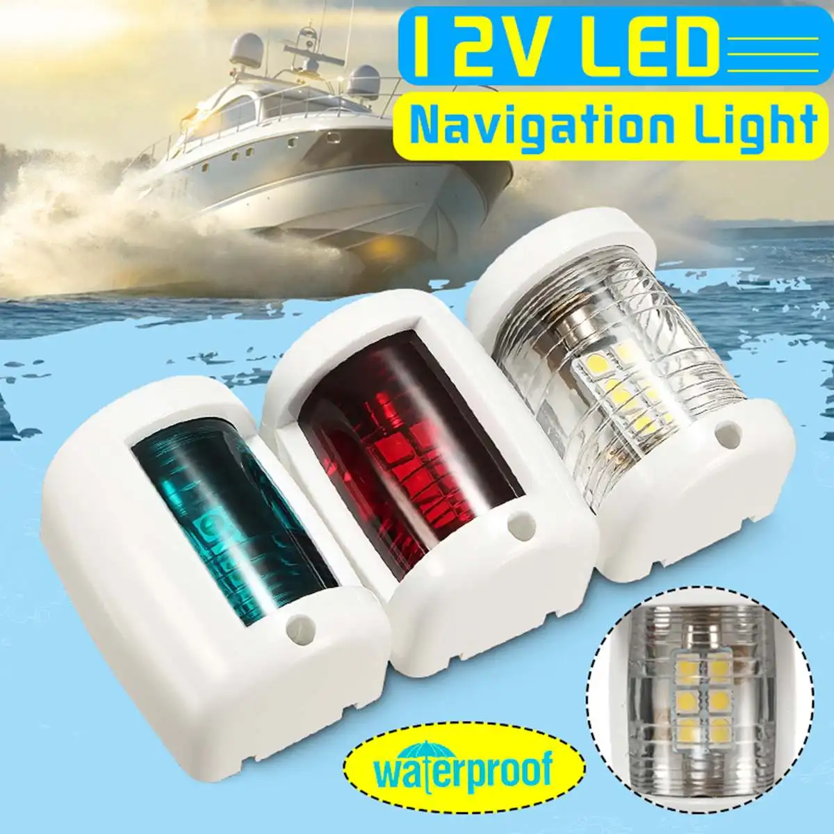 

3pcs/set Navigation LED Signal Light 1W 12V Red Green White Sailing Lamp Kit For Mini Marine Boat Yacht Masthead Starboard Port