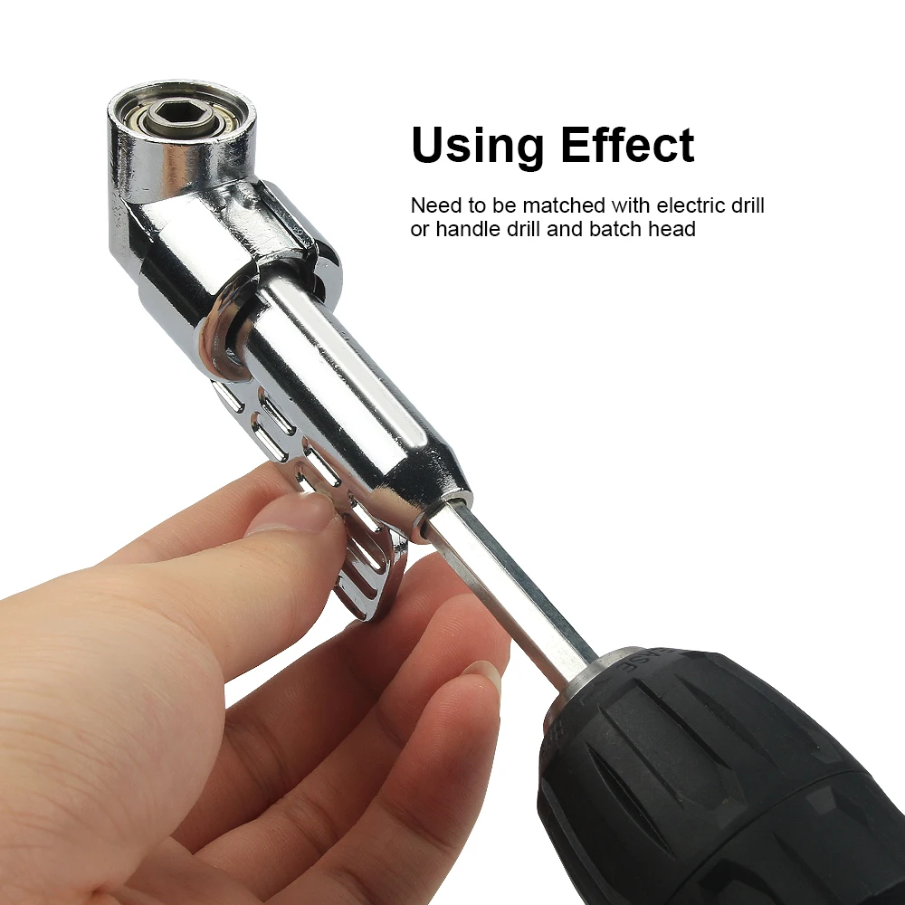 JelBo 105 Degree Right Angle Drill Bit 1/4 Hex Shank Driver Extension Adaptor Screwdriver Wrench Socket Holder Adapter Drill