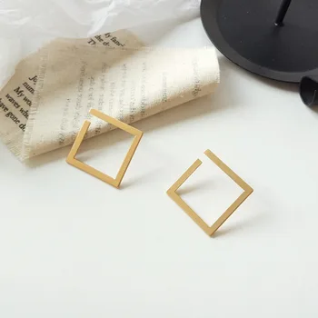 

Fashion Europe And America Originality Personality Texture Dumb Light Geometry Square Opening Stud Earrings For Women Jewelry