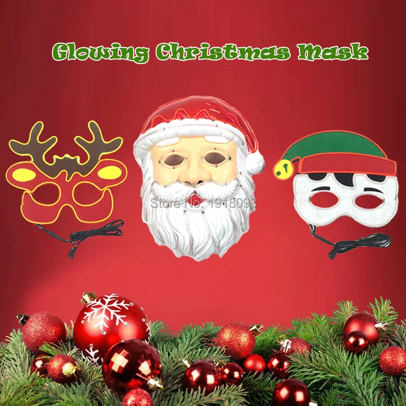 New Christmas Luminous Party Mask EL Wire Glowing Mask LED Christmas