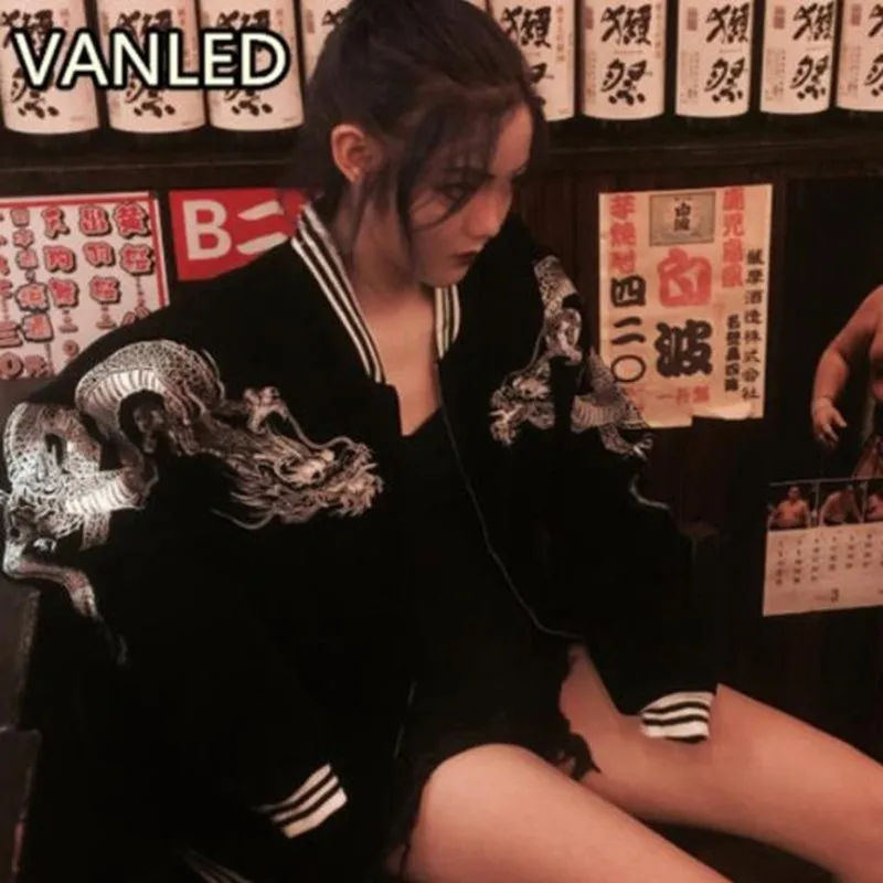 Japanese Harajuku Style New Embroidery Jacket Baseball Lovers Women Coat...