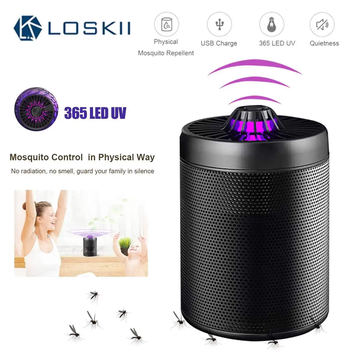 

USB Electronics Mosquito Killer Trap Moth Fly Wasp LED Night Light Lamp Bug Insect Lights Killing Pest Repeller 110V/220V
