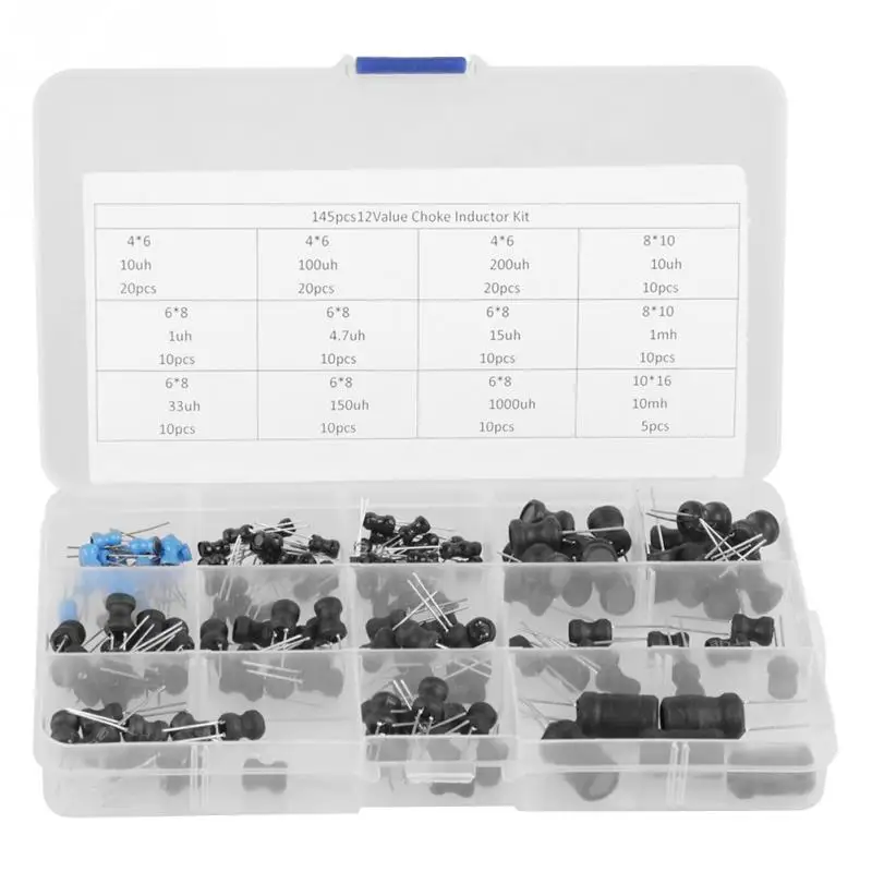 

145Pcs/Lot 10uH-10mH 12 Values Choke Inductors Assorted Kit Protected with PVC or UL tube Wholesale