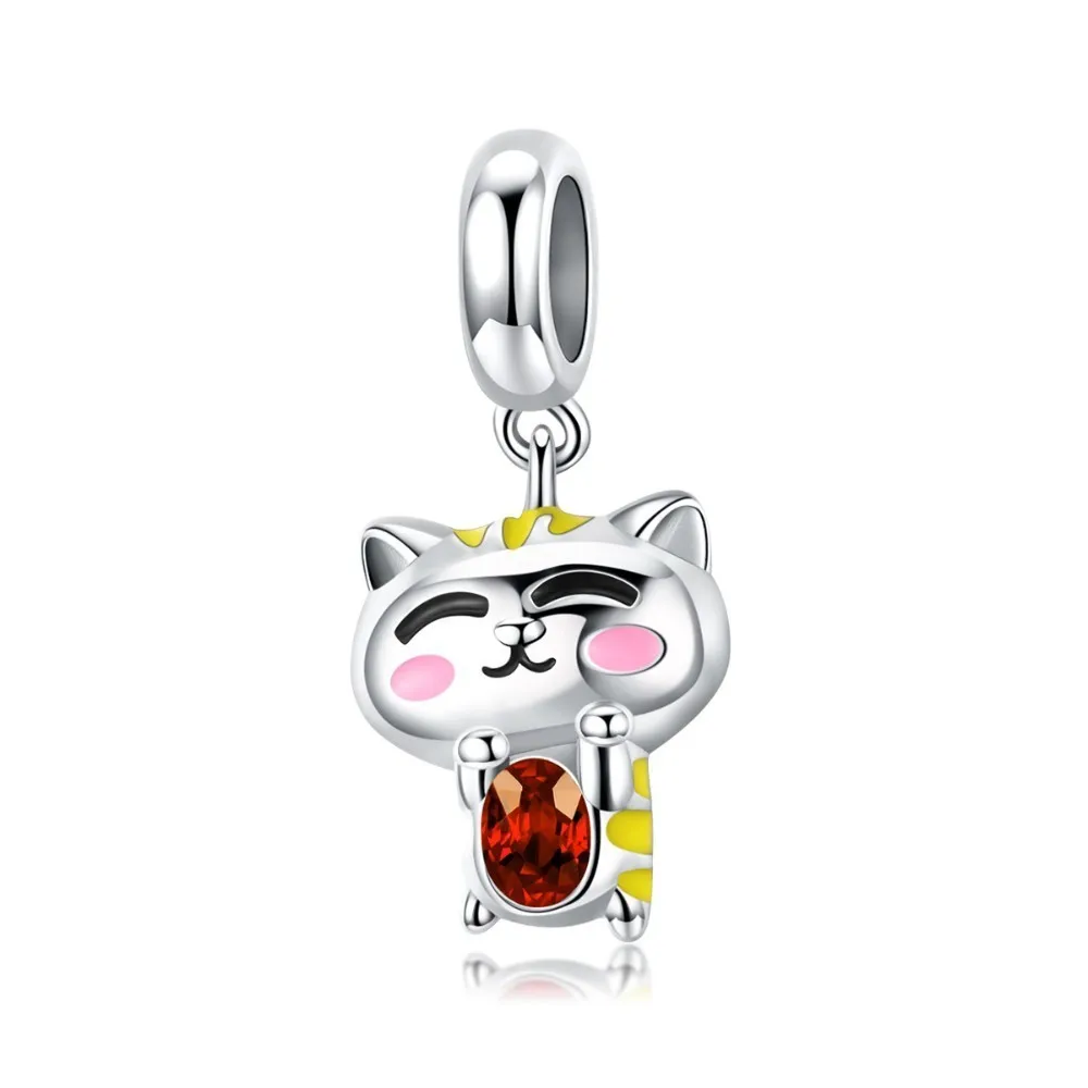 

Genuine 925 Sterling Silver Enamel Shy Tiger Animal Charms Pendant Fit Women Pendant Necklaces Fine Jewelry Bsc049