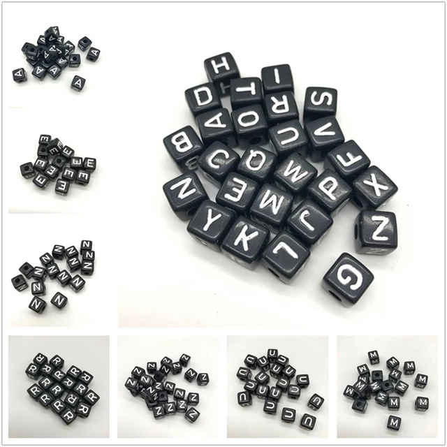 Wood Alphabet Beads 10mm 60/Pkg White