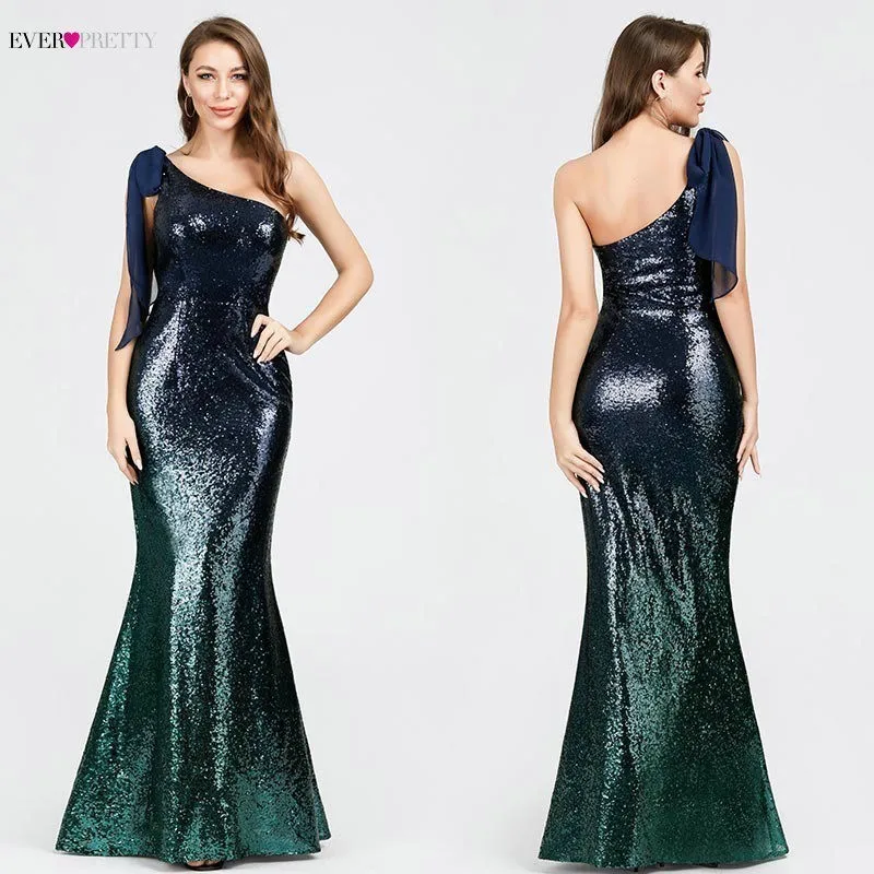 

Sexy Sequined Prom Dresses Long Mermaid Sleeveless One Shoulder Sparkle Vintage Women Formal Party Dresses mezuniyet elbiseleri