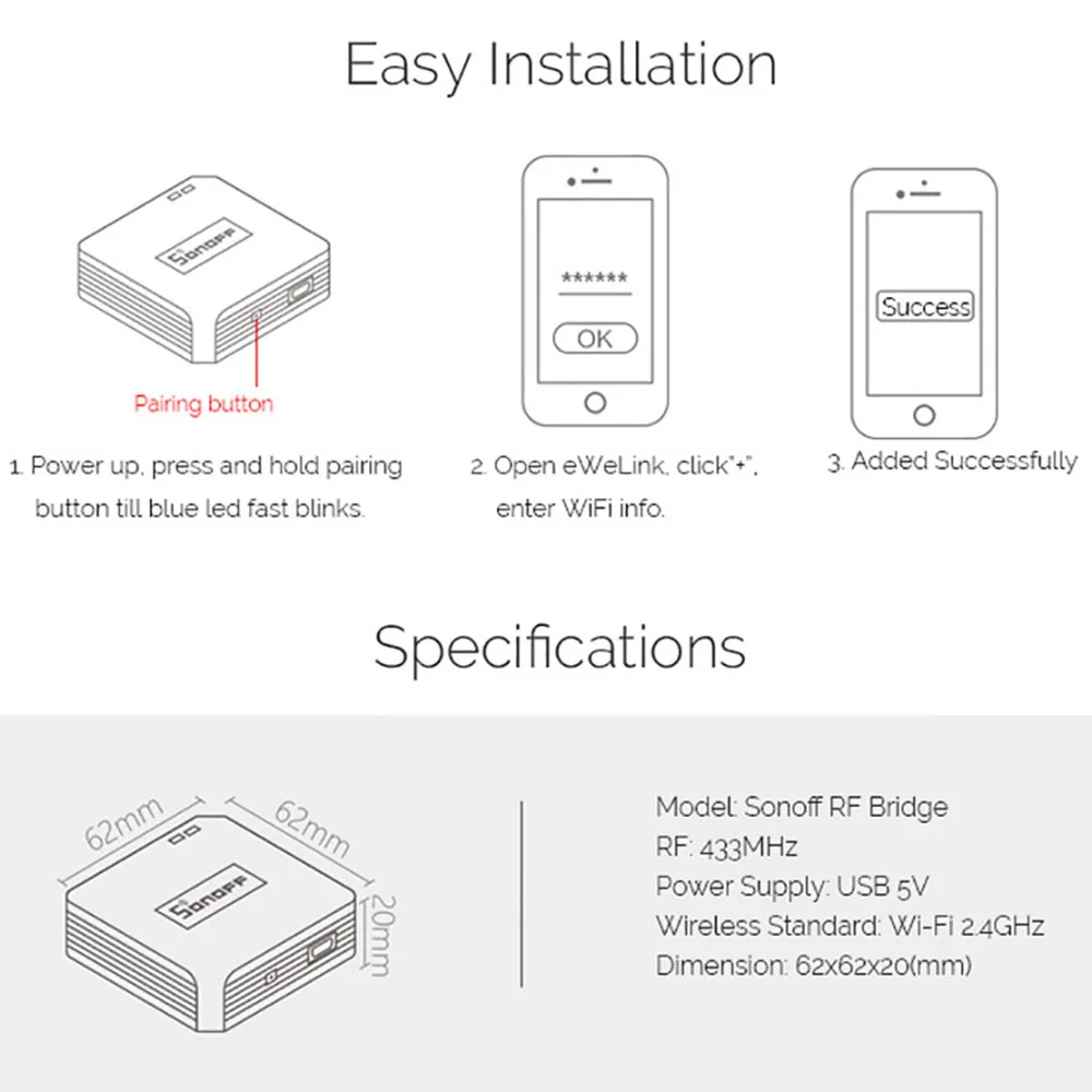 Sonoff RF мост WiFi 433 МГц Замена умный дом автоматизация универсальный переключатель Интеллектуальный Domotica Wi-Fi пульт дистанционного управления RF