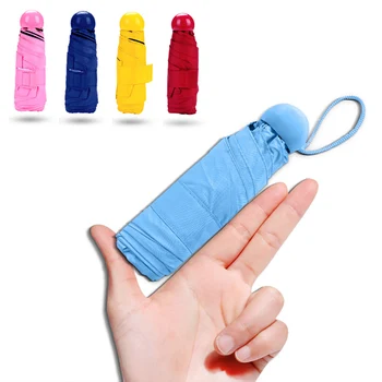 

Mini Capsule 5 Fold Sunny Rainy Umbrella Black Glue Rain Gear Parasol Anti-UVA Rainproof Windproof Children Women Gift Umbrellas