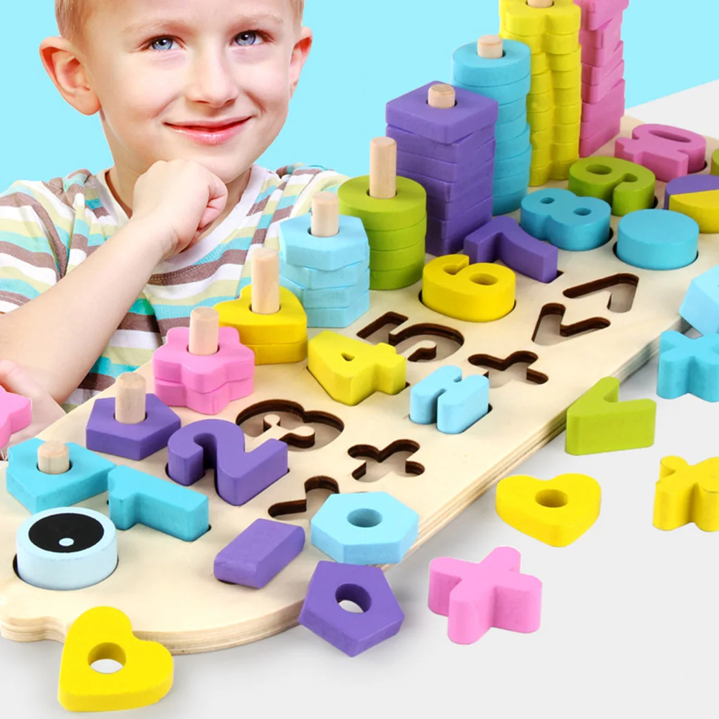 

Fish-Shaped Logarithmic Board Puzzle Children Sorting Learning Educational Toys Baby Kids Colors Stacking Number Counting Toy