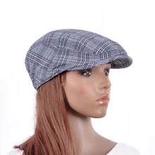 M532 Для женщин блеск цвета хаки клетчатое проверяет газетчик таксист костюм капитана Hat