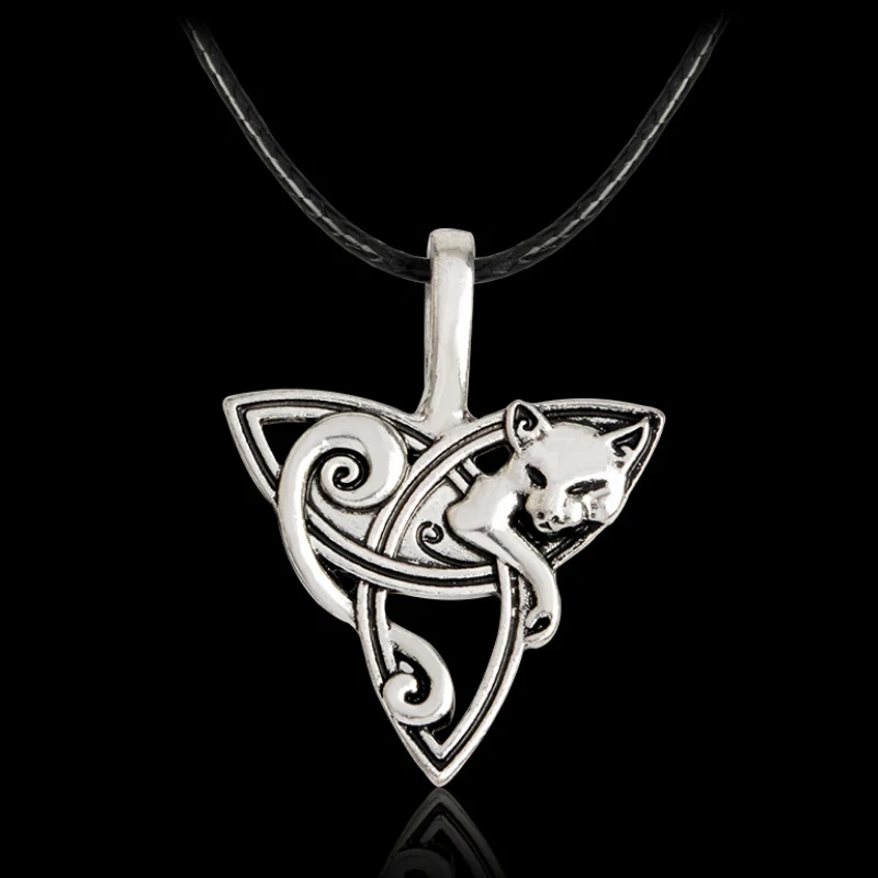 

Fashion Men's Large Viking Wolf Necklace Jewelry Fox Triquetra Fenrir Animal Teen Irish Celtics Knot Pendant Amulet Necklace