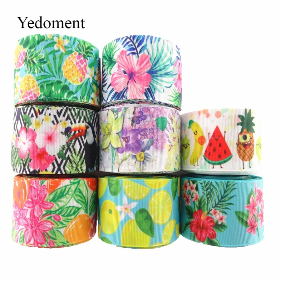 Лента Корсажная с цветочным принтом 38 мм 10 ярдов/партия|ribbon diy|printed grosgrain ribbongrosgrain