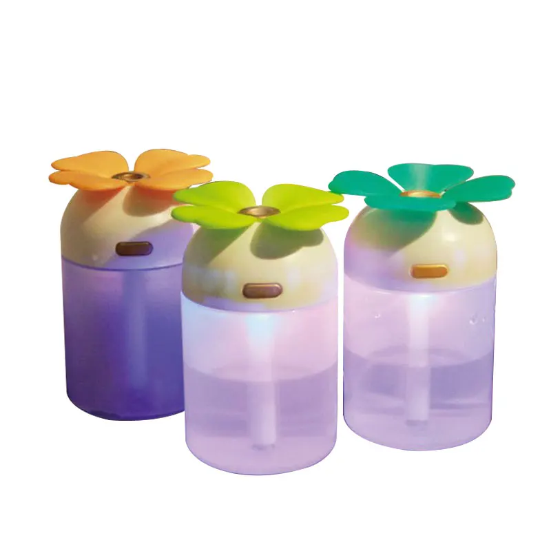 

USB Air Humidifier 220ML Four Leaf Lucky Clover Aroma Diffuser Essential Oil Diffuser Humidificador LED Night Light for Home