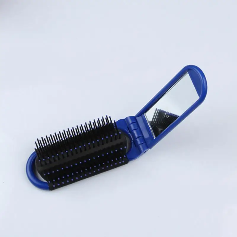 

New Portable Travel Folding Anti-static Hair Brush With Mirror Compact Pocket Size Comb