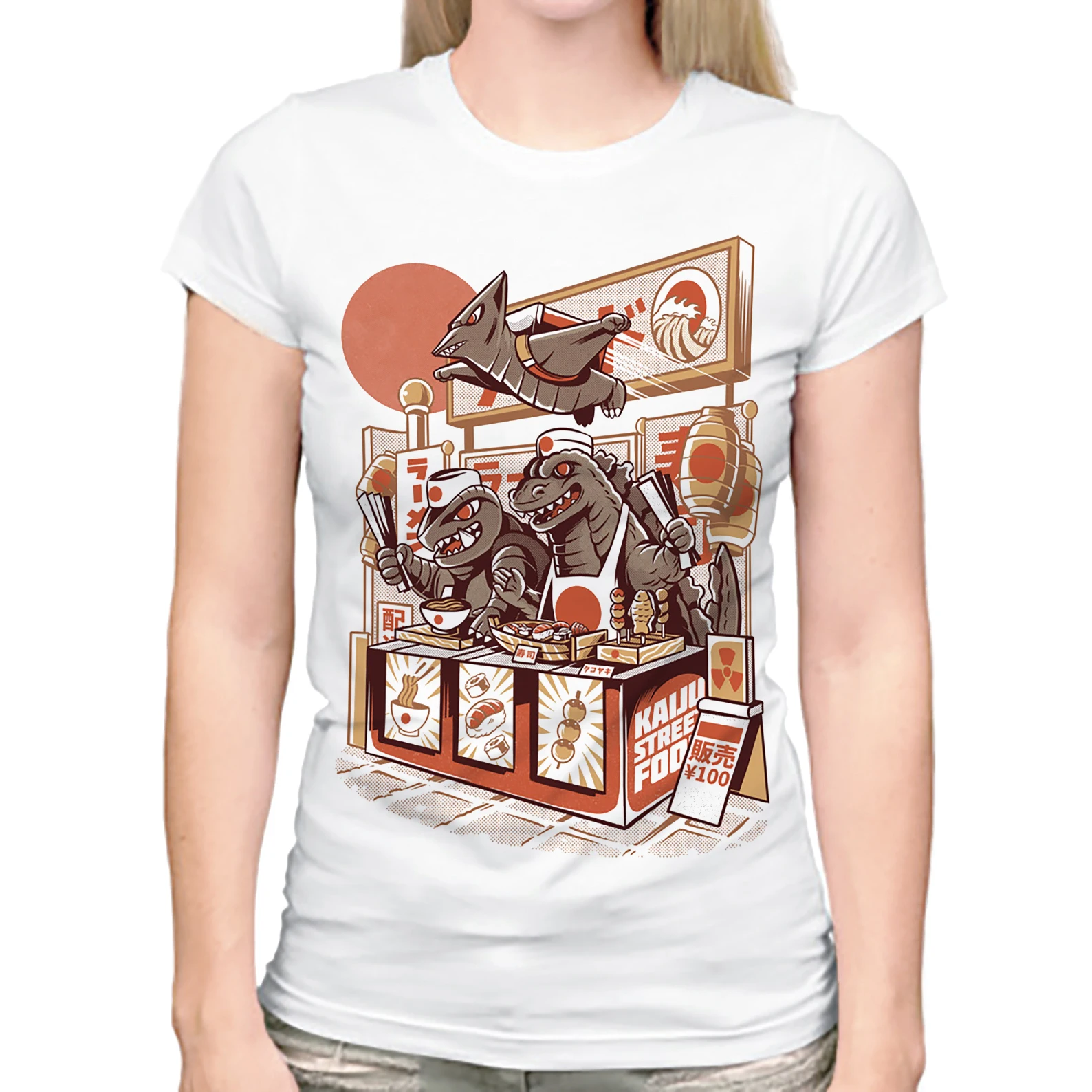 

Japan anime kaiju street food funny t shirt women summer 2019 new white casual short femme kawaii manga tshirt