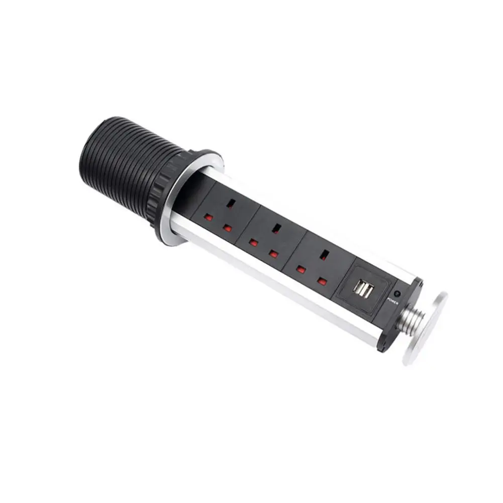 

Adeeing UK Plug Hidden Type 3 Sockets Power Outlet with USB Charge Interface