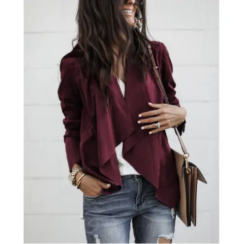 

Plus Size S-2XL Fashion Women's Long Sleeve Waterfall Sweater Cardigan Casual Jacket Coat Jumper Outwear