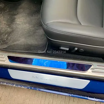 

For 2017-2019 Tesla Model 3 Stainless Interior Scuff Plate Door Sill Protector Trim Kick Guard Pedal Step Cover Car Accessories