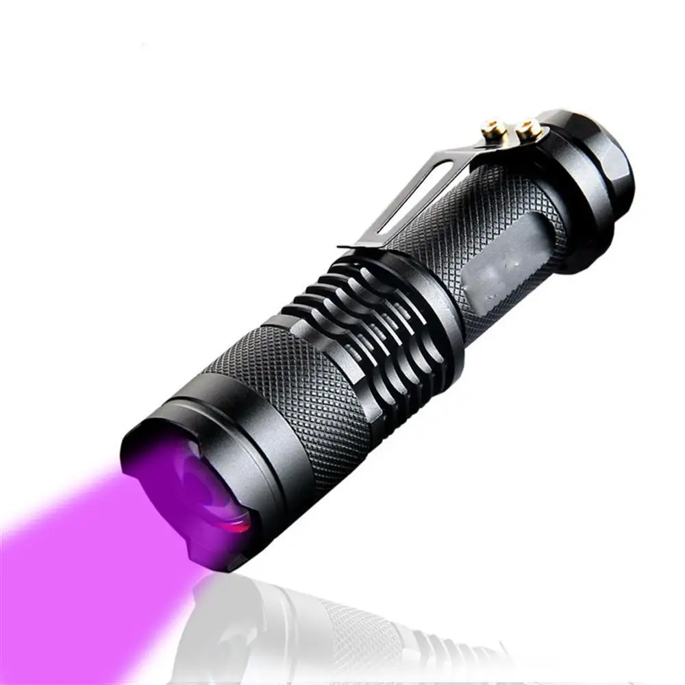 

LED UV Flashlight Ultraviolet Torch With Zoom Function Mini UV Black Light Pet Urine Stains Detector Scorpion Hunting
