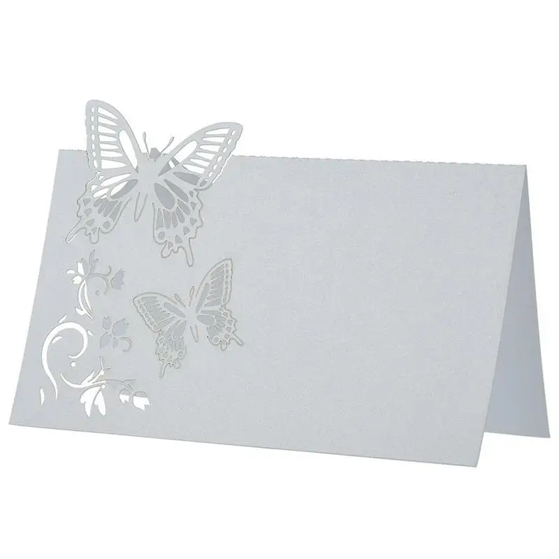 

50PCS Hollow Butterfly Style Wedding Laser Cut Decor Table Cards Place Setting Name Card For Wine Glass Party Wedding Decoration