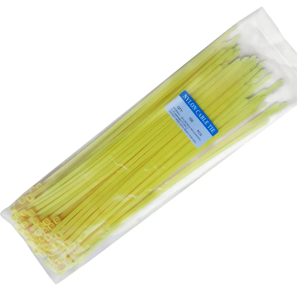 

100pc Self locking Nylon Cable Wire Zip Tie Cord Strap home office garage workshop use secure fixed Cable tie Yellow 2.5x100mm